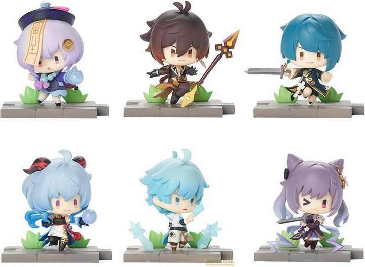 Actual product image Mihoyo Genshin Impact pack 6 figurines Battle Scene Collection Liyue Edition 6 cm