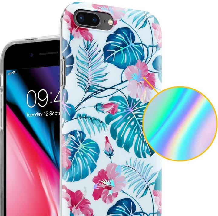 Image du produit Cadorabo Couverture IMD TPU Fleurs & Feuilles colorées (Apple iPhone 7 Plus, Apple iPhone 7s Plus)