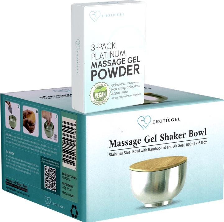 massageöl gleitgel Eroticgel «Nuru Massage Gel Set» 3×5 g, mit Edelstahlschale, vegan,  anrührbar, pH-neutral, Gleitgel