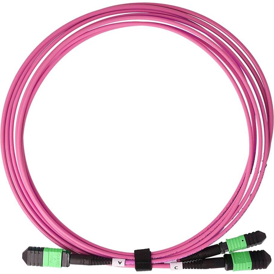BlueOptics LWL MPO-16/APC-2xMPO-12/UPC Breakout Kabel OM4 10 Meter, Transceiver, Rot