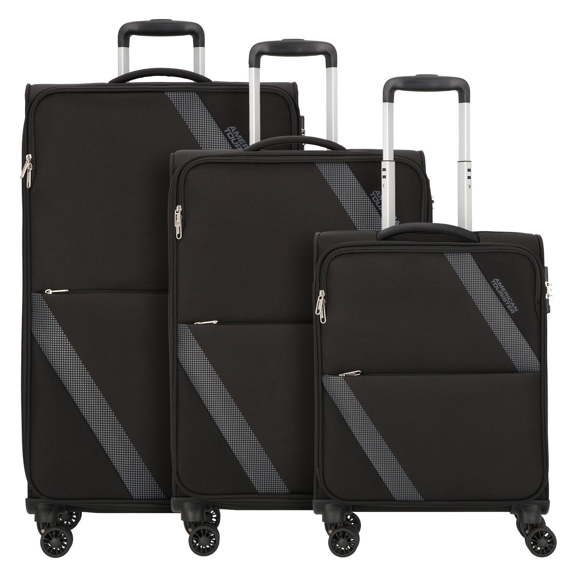 American Tourister, Koffer, Star Max 4 Rollen Kofferset 3-teilig Mit Dehnfalte, Schwarz, (211 l)
