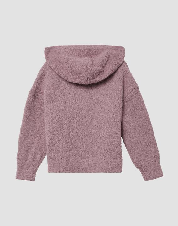 Produktbild s.Oliver Strickpullover Strickpullover aus Teddy-Plüsch mit Kapuze und Front-Applikation (98)