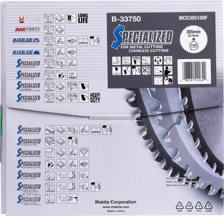 Productafbeelding Makita SPECIALIZED Zaagblad voor metaal & roestvrij staal Ø 3055x100Z