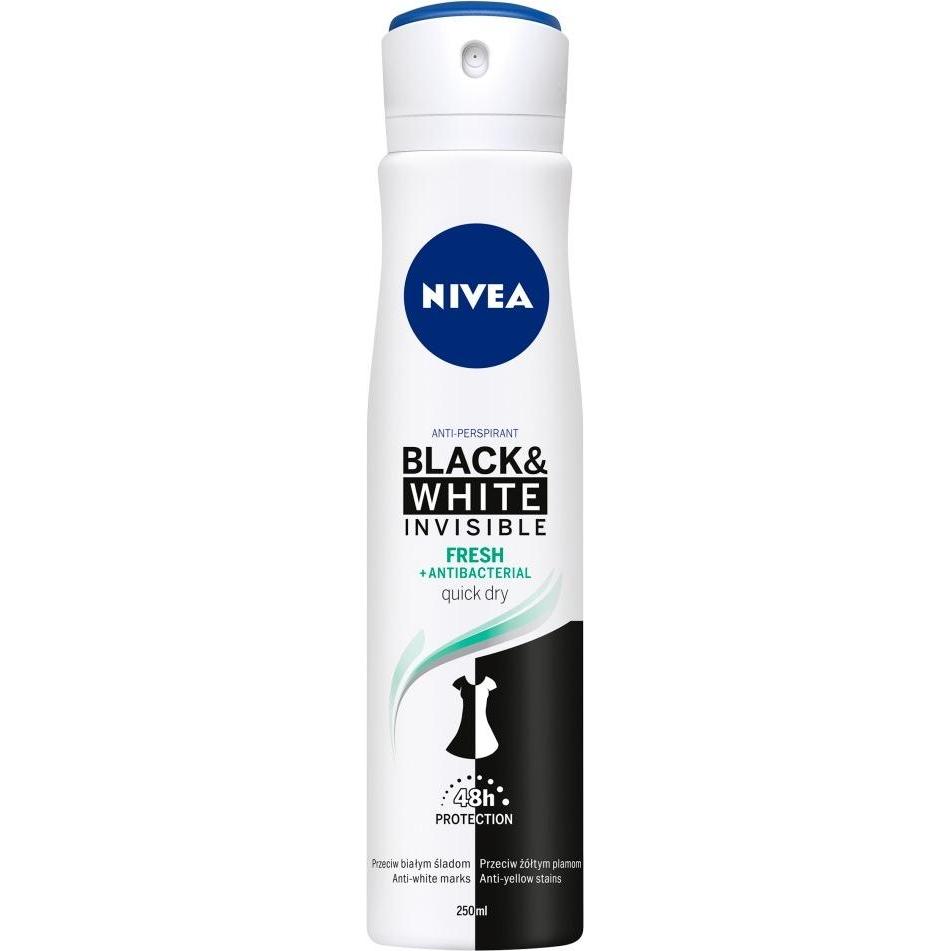 Nivea Bianche/Scuro/Chiaro Deodorante, Ack&White Invisible Fresh (Getto Vaporizzato, 250 Ml)