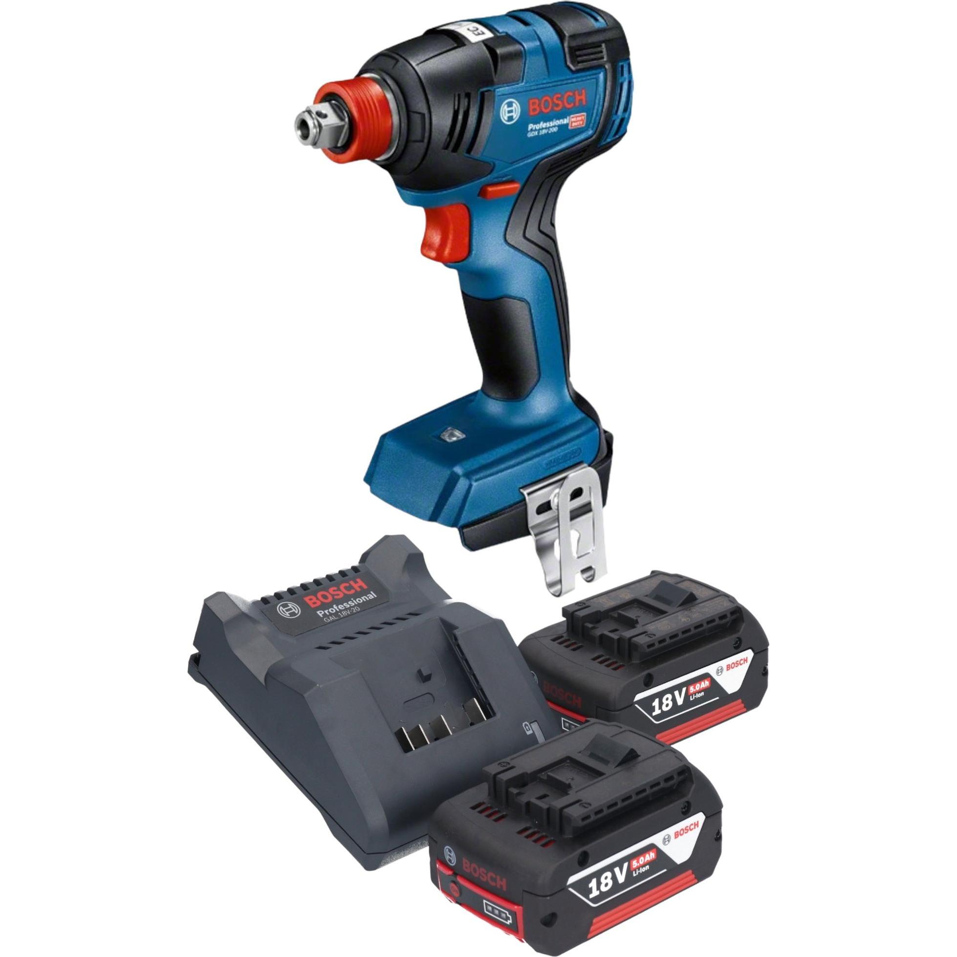 Bosch Professional, Bohrmaschine + Akkuschrauber, Bosch GDX 18V-200 Professional Akku Drehschlagschrauber 18 V 200 Nm Br...