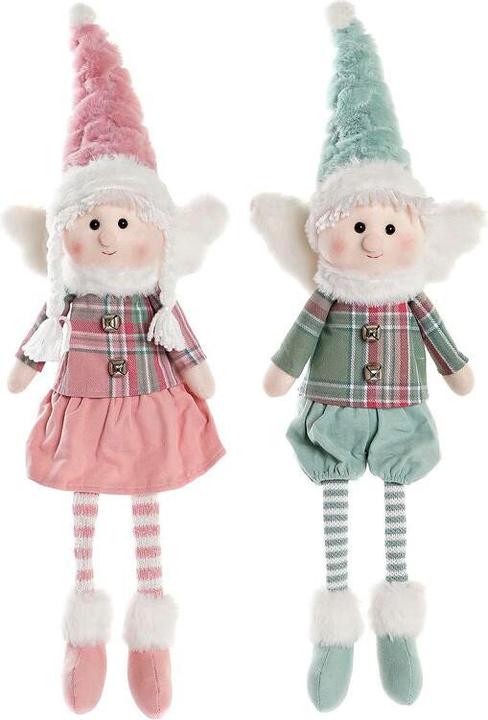 DKD Home Decor Deko-Figur Weihnachten Fee Polyester Engel (15 x 10 x 53 cm) (2 Stück)