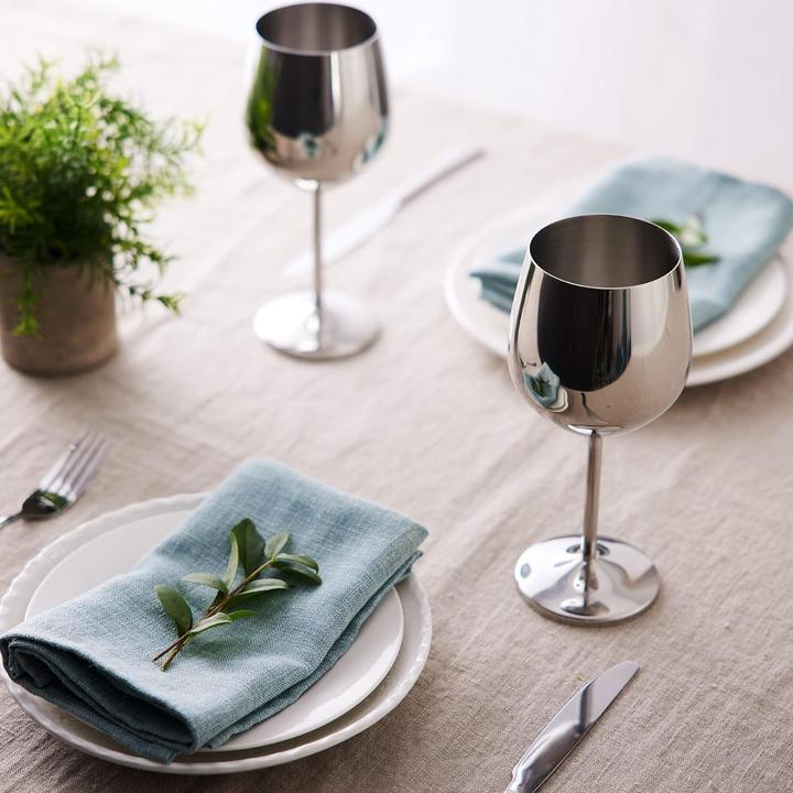 Actual product image Oak & Steel Stainless steel wine glasses silver set of 4 (50 cl, 4 Glasses, Wine glasses set)