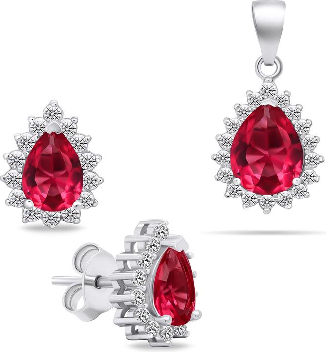 Immagine prodotto Brilio Incantevole set di gioielli in argento con zirconi SET226WR (orecchini, ciondolo)