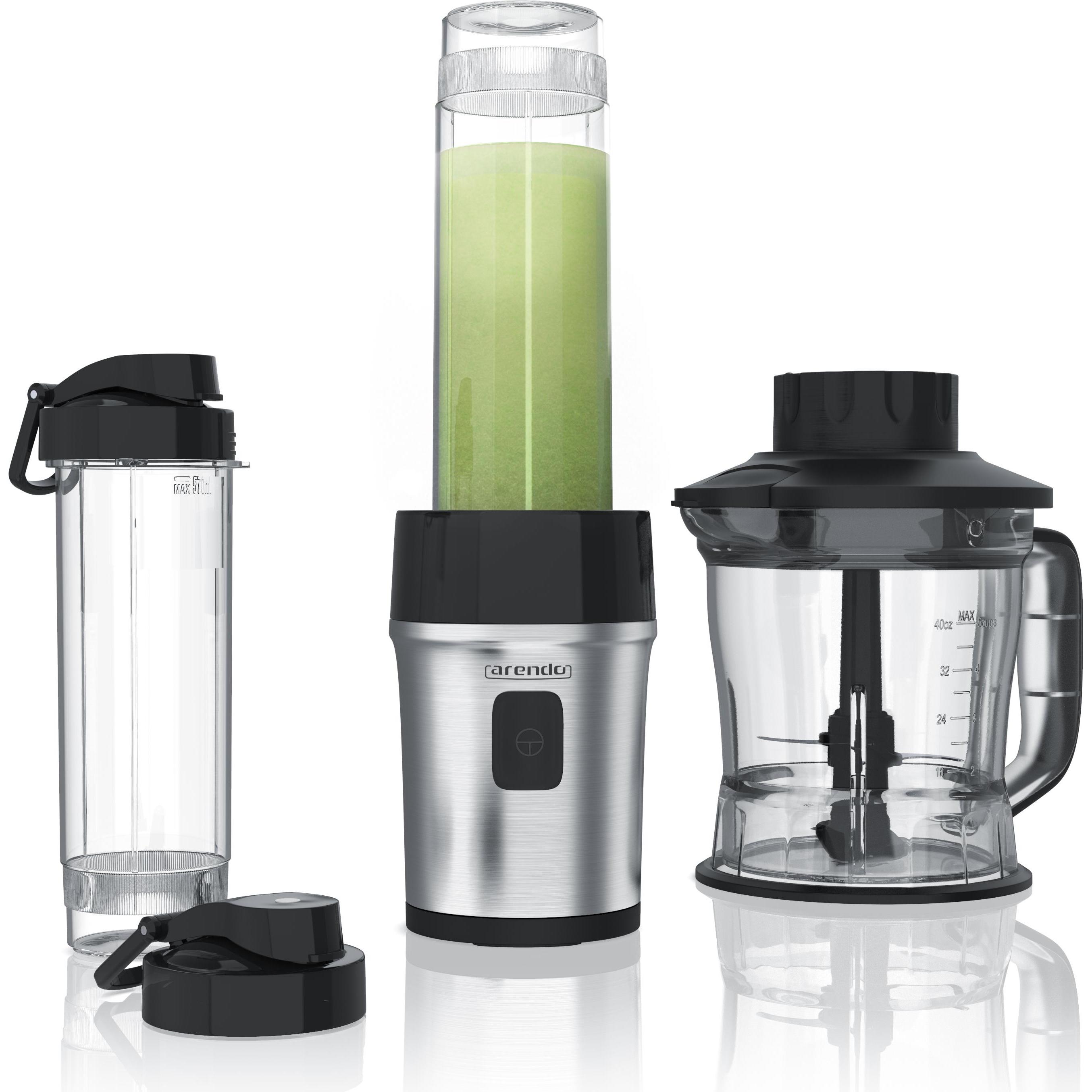 Thumbnail - Arendo Standmixer 700 W, Edelstahl Mixer & Zerkleinerer 1,2L 2IN1 inkl. 2x Mixbehälter je 0,57L, Zerkleinerer, Silber