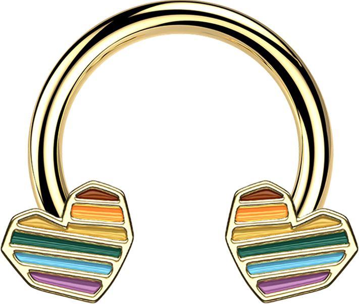 Immagine prodotto Star Piercing Micro Circular Barbell 14k vergoldet Regenbogen Herz (Ottone, Acciaio chirurgico 316L)
