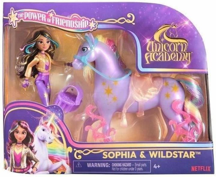 Actual product image Unicorn Academy - Sophia and unicorn Wildstar (with real mane and tail and brush)