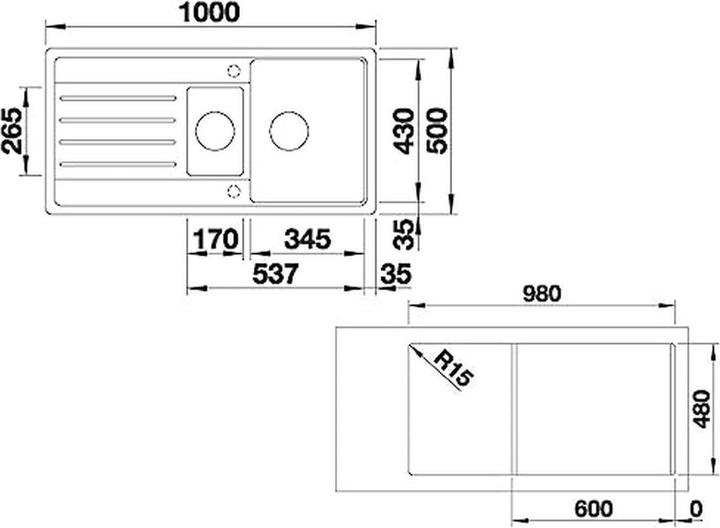 Actual product image Blanco Legra 6 S (Top-mounted sink, 100 cm, 50 cm)