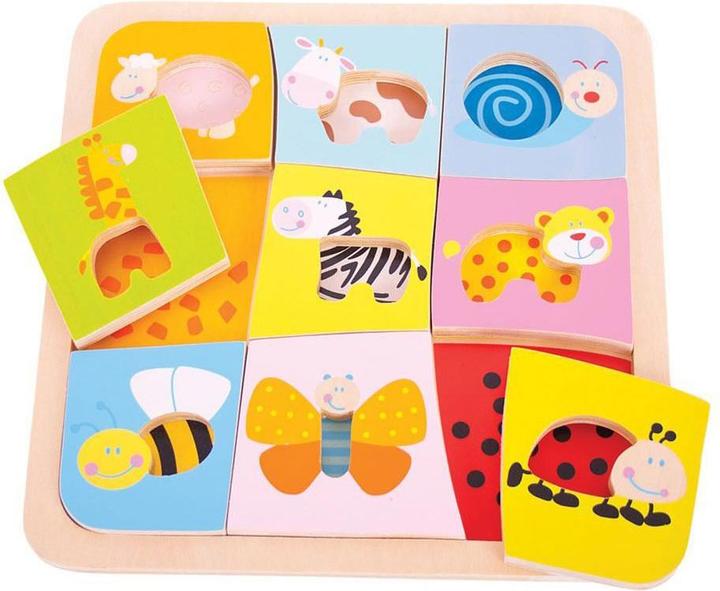 Produktbild Bigjigs Holzpuzzle Tiermuster (9 Teile)
