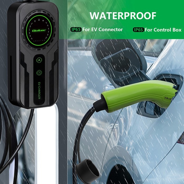 Immagine prodotto Qoltec Mobilna ładowarka do samochodu elektrycznego EV z regulacją 2w1 Typ2 | SCHUKO | 3.5kW | 230V (Tipo 2, 3.50 kW, 16 A)