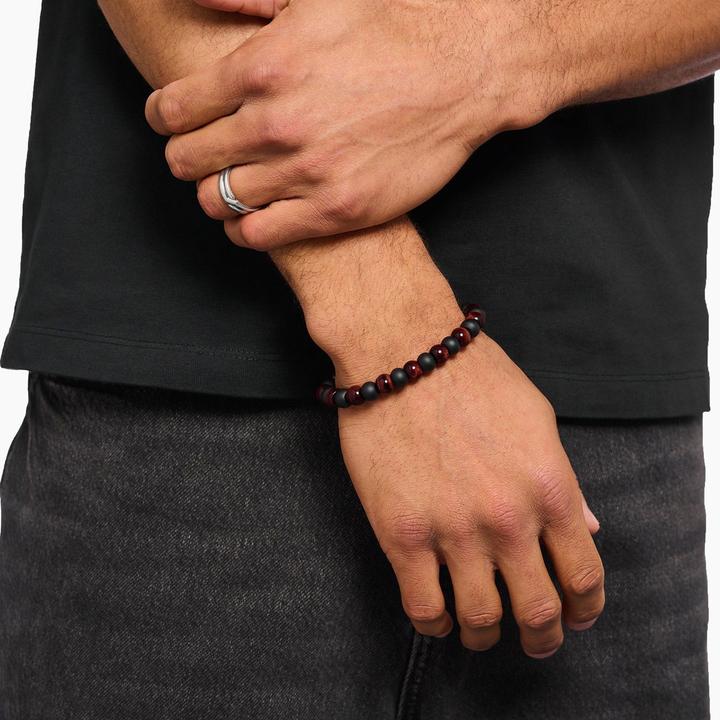 Actual product image Thomas Sabo Armband Obsidian und rotes Tigerauge (17 cm, Obsidian, Silver 925, Tiger's eye)