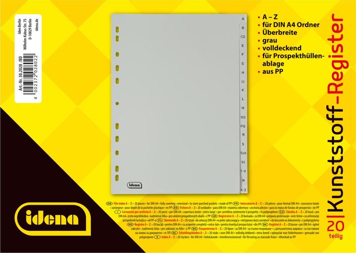 Produktbild Idena Kunststoffregister A4 A bis Z grau PP