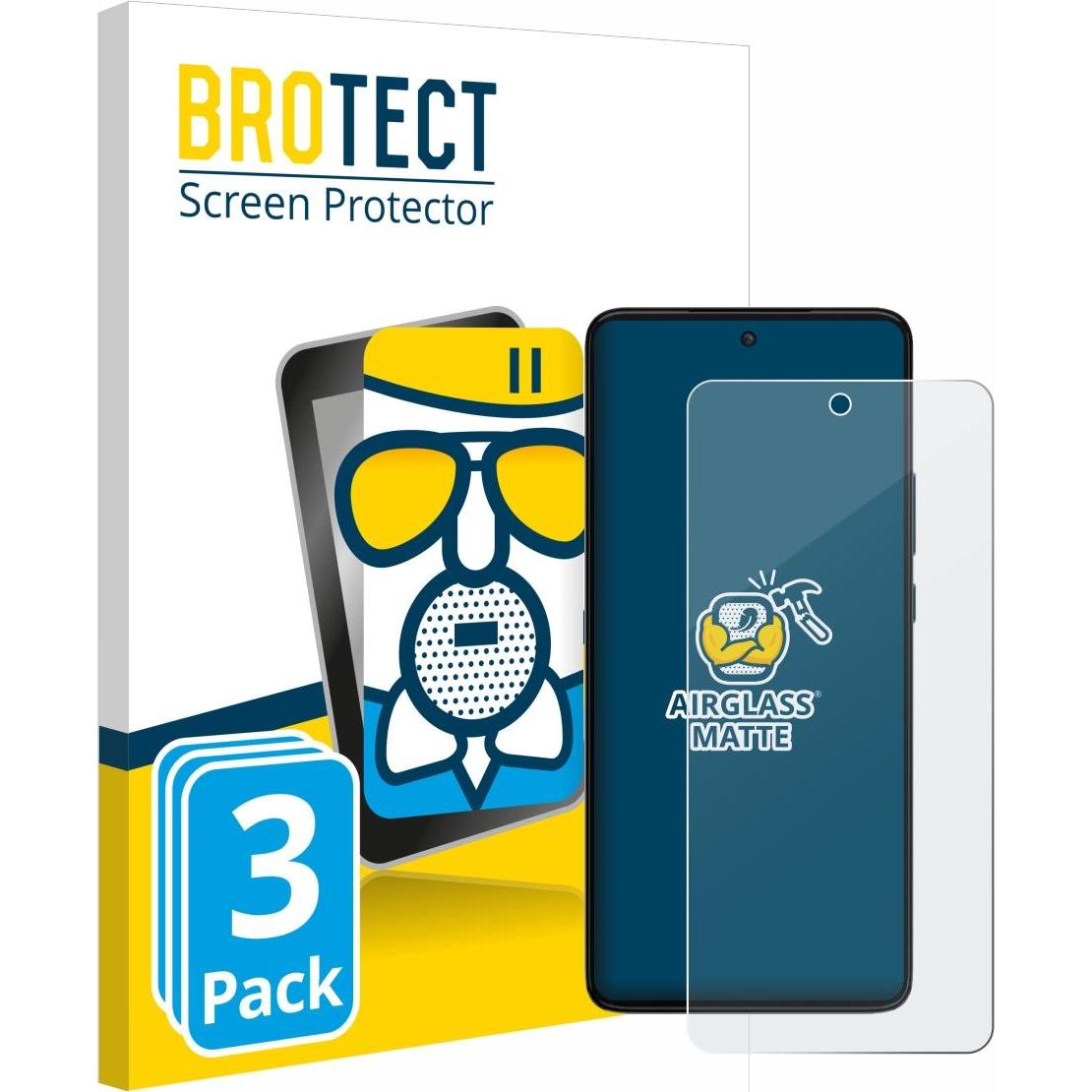 BROTECT AirGlass Panzerglasfolie Matt (3 Stück, Motorola Moto G84), Smartphone Schutzfolie, Grau