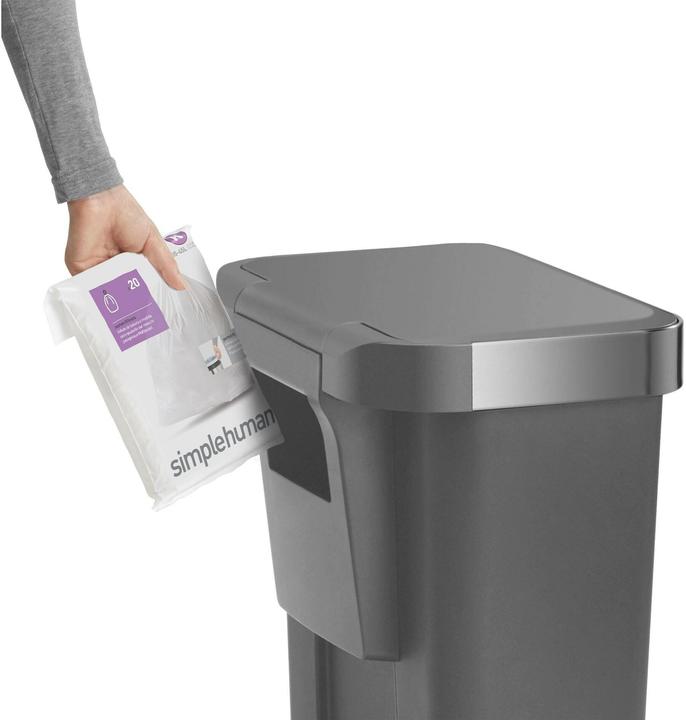 Actual product image Simplehuman Rectangular pedal bin with bag compartment 45L CW1386 With swing lid technology (45 l)