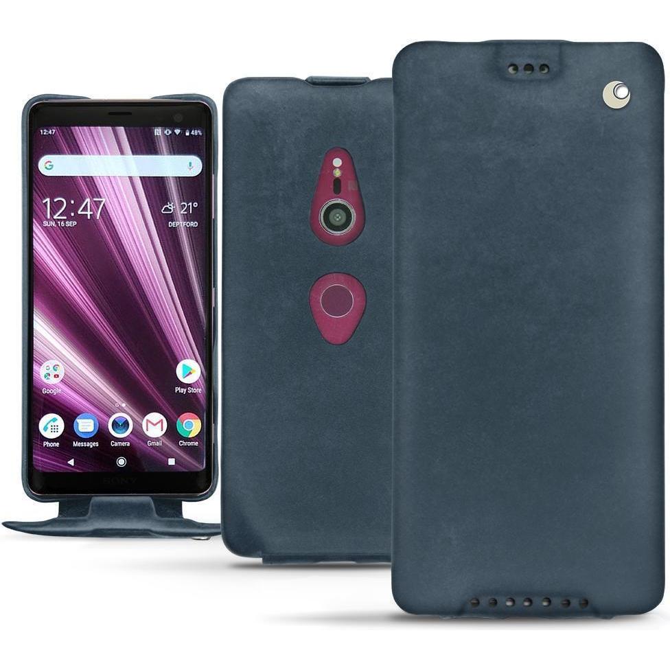 Noreve Lederschutzhülle vertikal (Sony Xperia XZ3), Smartphone Hülle, Blau