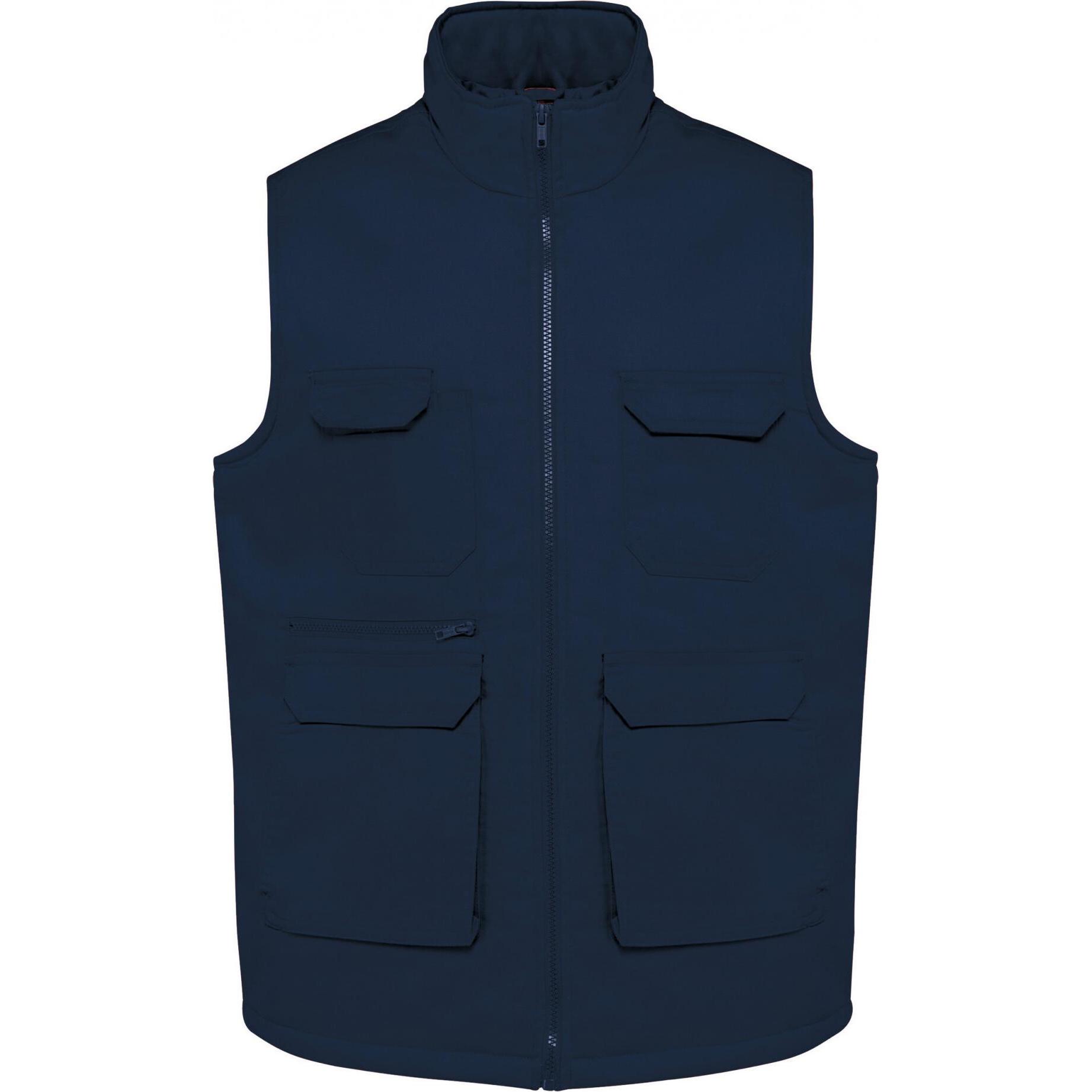 Kariban, Herren, Weste, Gepolsterte Polycotton-Multitaschen-Weste, Blau, (3XL)