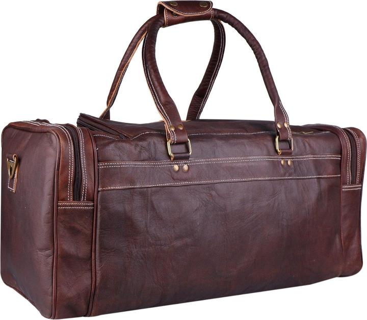 Produktbild Only-Bags.Store Herren Echtleder Overnight Weekender Travel Duffel Bag, Vintage Brown Large Duffel Bag, Echtleder
