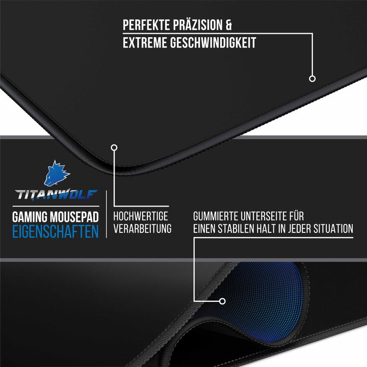 Produktbild Titanwolf Gaming Mauspad, XXXL Speed Mausmatte 1200 x 600 mm, Geschwindigkeit & Präzision, Schriftzug Alpha (3XL)