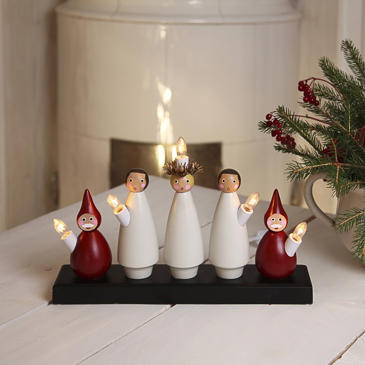 Produktbild Star Trading Dekoleuchte Luciakör, Holz, rot-weiss