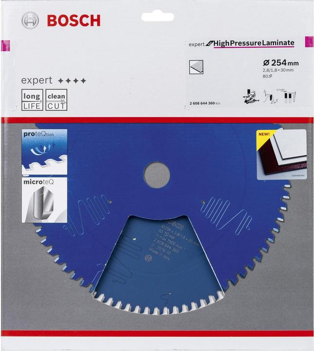 Immagine prodotto Bosch Professional Zubehör Lama circolare Expert per laminato ad alta pressione, 254 x 30 x 2,8 mm, 80