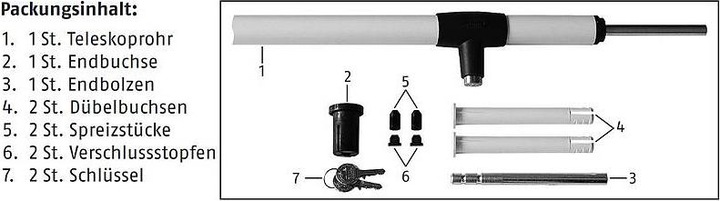 Produktbild Abus Tele-Z 180 W AL0125 Teleskopstange weiss