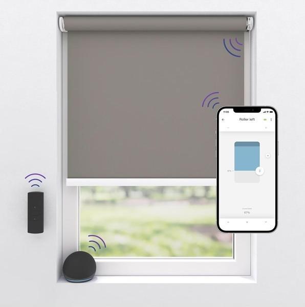 Motionblinds Wireless Electric Black-Out Rollerblind 150x190cm - Grey