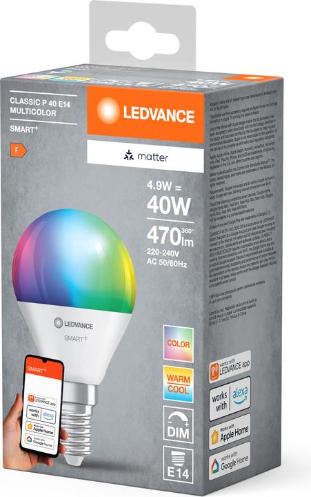 Immagine prodotto Ledvance SMART+ MATTER MINI LAMPADA MULTICOLORE 4,9W 827...865 Multicolore E14 (E14, 470 lm, 1 x)