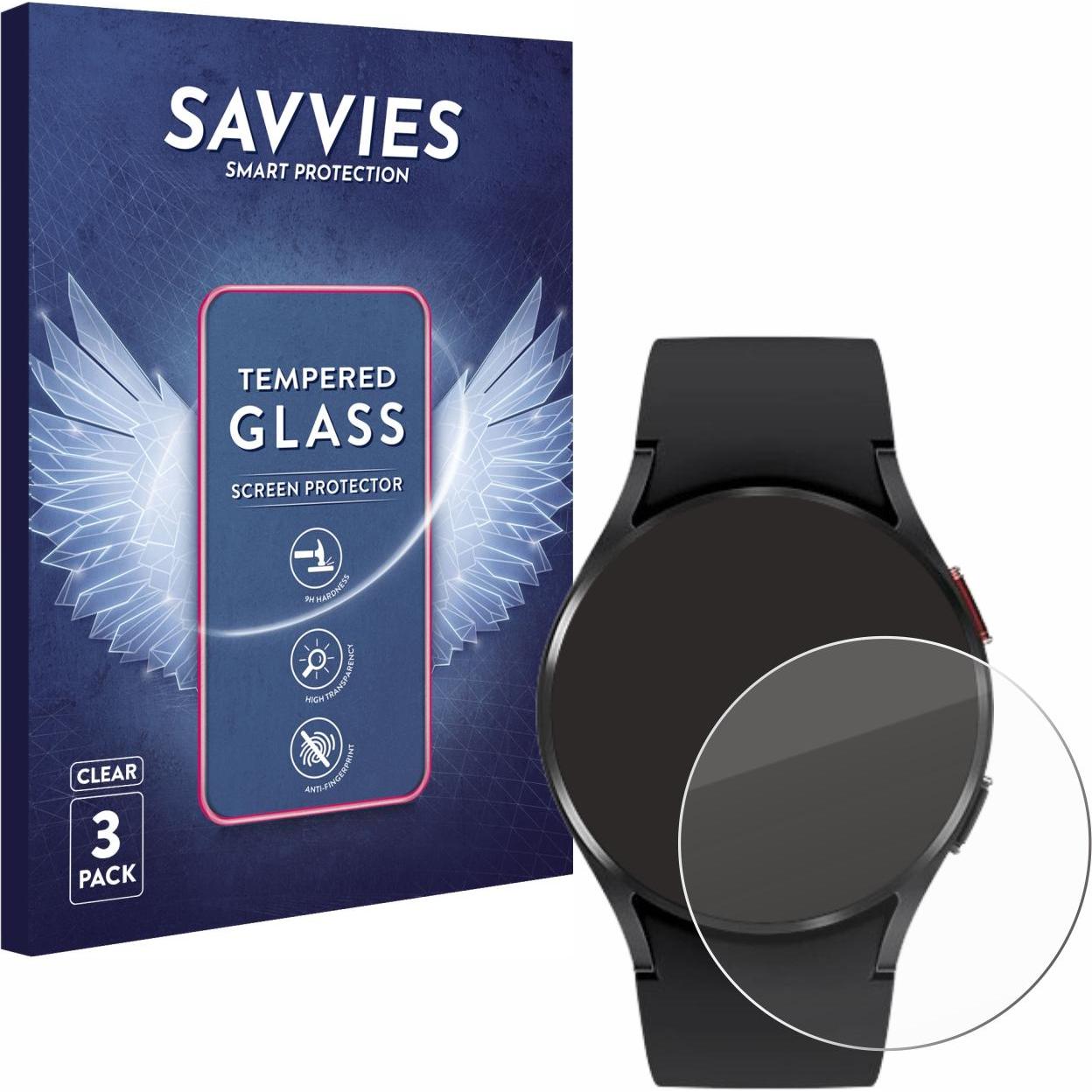 Savvies Panzerglas Hartglas Displayschutz, Smartwatch Schutzfolie, Transparent
