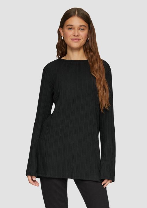 Produktbild S.Oliver T-Shirt Geripptes Longshirt mit seitlichen Schlitzen (S)