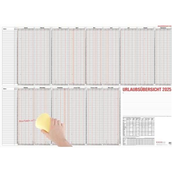 Güss, Agenda, Urlaubsübersicht 120x80cm für 60 Mitarbeiter abwischbar 2025 (120 x 80 cm)