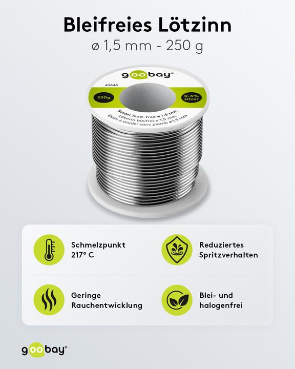 Produktbild Goobay Bleifrei löten ø 1,5 mm, 250 g 40848 (Lötspulenkit)