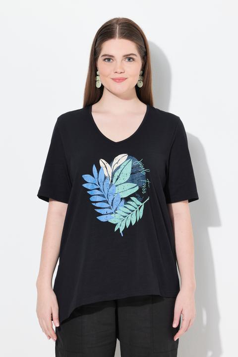 Immagine prodotto Ulla Popken T-shirt in cotone biologico con perline, scollo a V e mezze maniche (50, 52)