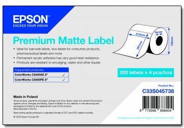 Produktbild Epson Premium Matte Label - Die Cut Roll: 210mm x 297mm, 200 labels (21 cm)
