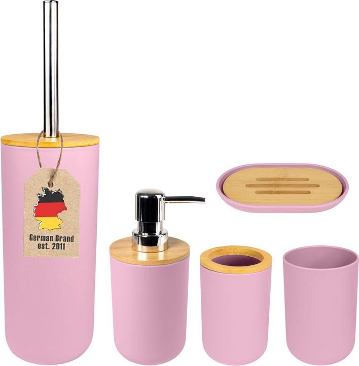 Actual product image Intirilife Badezimmer Zubehör Set inkl. Zahnputzbecher Seifenschale Seifenspender Toilettenbürste