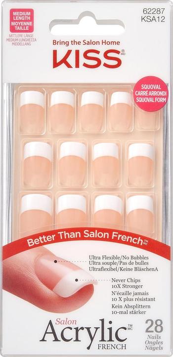 Immagine prodotto KISS Salon Acrylic French Nails - Rumour Mill (Unghie artificiali, Bianco, Trasparente)