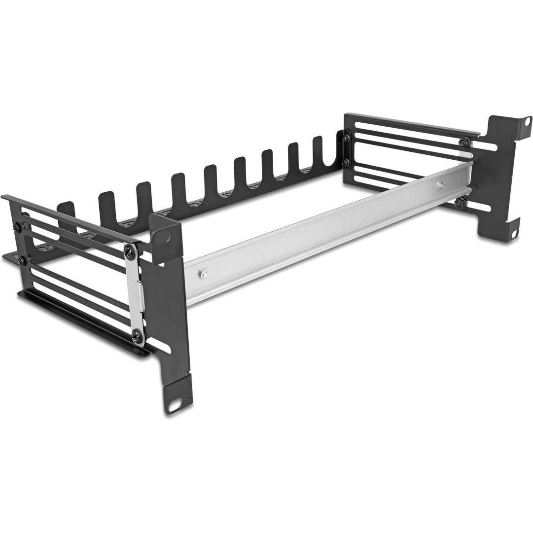 Delock 19" Schutzschalterleiste mit Abdeckung, Kabelzugentla, Accessori per armadio rack, Nero