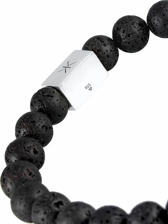 Produktbild Kuzzoi Armband Herren Lava Edelstein Bead Rechteck 925 Silber (19 cm, 925er Sterling Silber, Lava, Plastik)