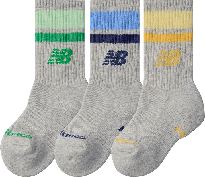 Actual product image New Balance Kids Everyday Stripe Midcalf 3 Pack (pack of 3, M)