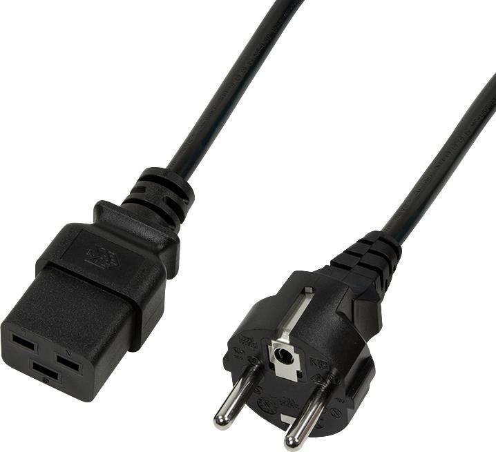 Produktbild LogiLink Power Cord CEE 7/7-IEC C19 black 1.00m (1 m)