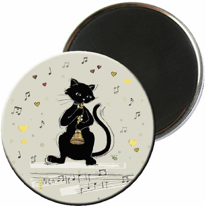 Actual product image Kiub magnet round music trumpet cat bug art (1x)