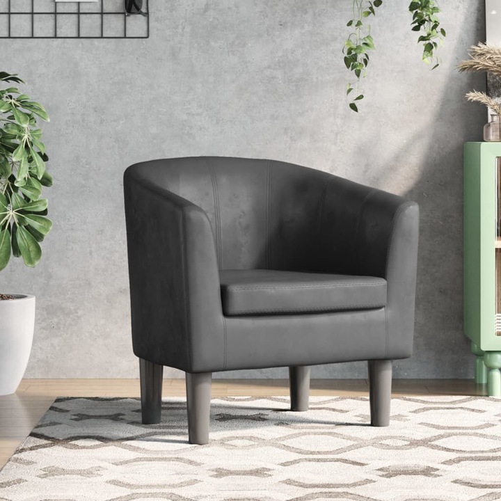 Actual product image VidaXL Clubsessel Grau Kunstleder,Farbe: Grau,Material: Kunstleder
