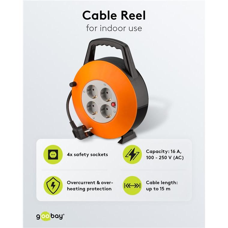 Thumbnail - Goobay, Kabelrolle, Verlängerungsrolle (15 m, 1.50 mm²)