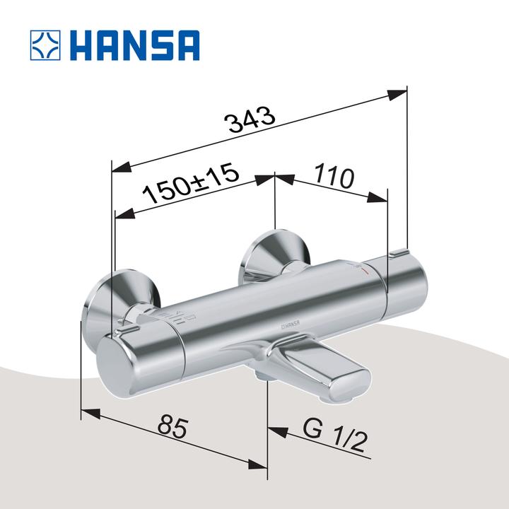 Productafbeelding Hansa Micra badthermostaat thermocool met omstel chroom