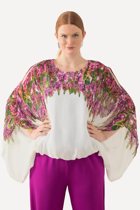 Produktbild Ulla Popken Bluse, Blüten, doppellagig, Rundhals, Halbarm (54)