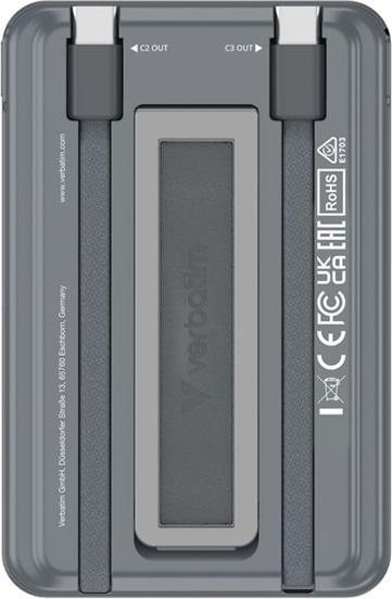 Produktbild Verbatim CnG 2C PB Wless 5000mAh Grey (5000 mAh, 20 W, 35.80 Wh)