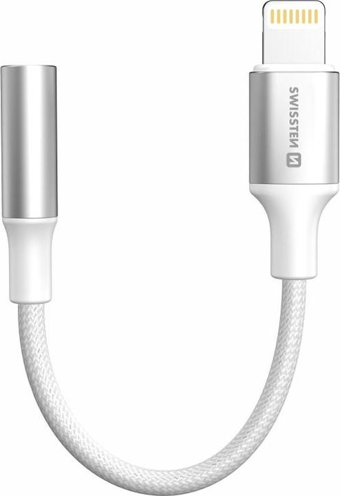 Image du produit Swissten Audioadapter Textil Lightning (male) / 3,5mm AUX 0,15 M Weiss